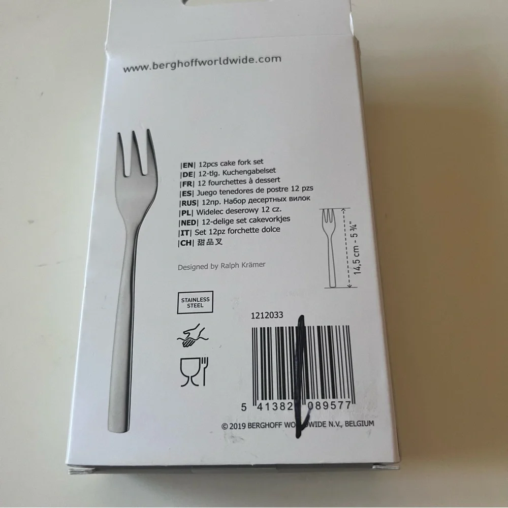 BERGHOFF SET OF 12 CAKE FORKS STAINLESS NWT